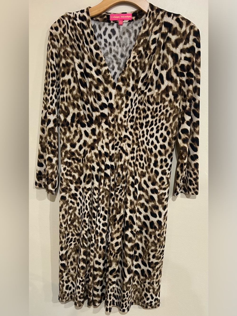 Catherine Malandrino Cheetah Print Midi Dress Size Medium Bratz Mob Wife Bimbo